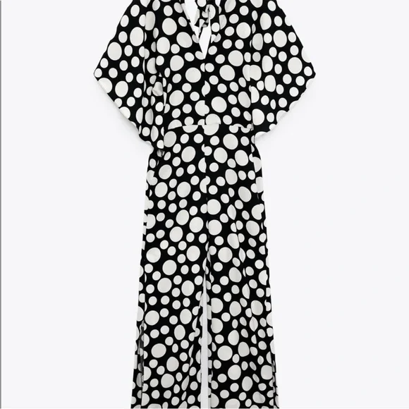 NWT - Zara Studio Limited Edition Black and White Polka Dot Jumpsuit - Picture 4 of 11